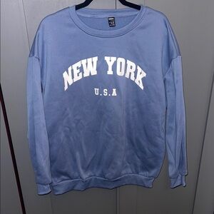 Blue Men's Sweater with New York Print